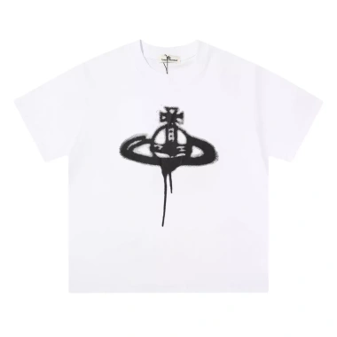 Áo thun Vivienne Westwood 2.024 nữ thiết kế in hình Sao Thổ ngắn tay cao cấp, thoải mái, phù hợp cặp đôi VV109