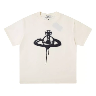 Áo thun Vivienne Westwood 2.024 nữ thiết kế in hình Sao Thổ ngắn tay cao cấp, thoải mái, phù hợp cặp đôi VV109