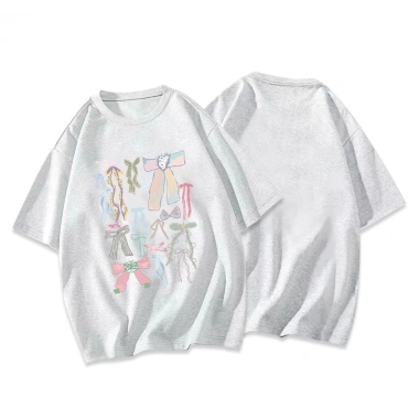 Áo thun xám cute mùa hè form rộng nữ 100% cotton 260gsm - Giá chỉ 69.000 RTOML
