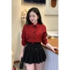 Áo tơ hoa nhiều màu tay bồng MQ Boutique nữ - Đính hoa thủ công, sơ mi công sở sắc 3