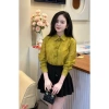 Áo tơ hoa nhiều màu tay bồng MQ Boutique nữ - Đính hoa thủ công, sơ mi công sở sắc 5