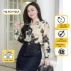 Áo Tơ Sơ Mi Dài Tay Hoa Đen Nền Be - Thiết Kế Cơ Bản Phom Vừa Mềm Mỏng Giá 289k