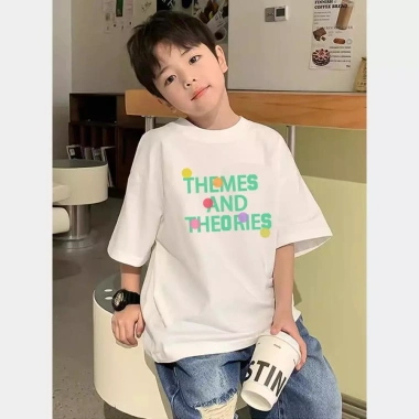 Áo trẻ em lửng hàn cotton in chữ, rộng thoải mái, dễ phối - Giá chỉ 143.332 VND