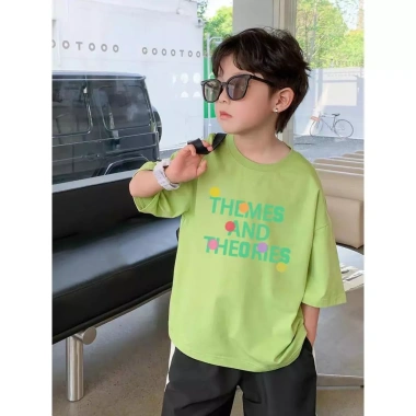Áo trẻ em lửng hàn cotton in chữ, rộng thoải mái, dễ phối - Giá chỉ 143.332 VND