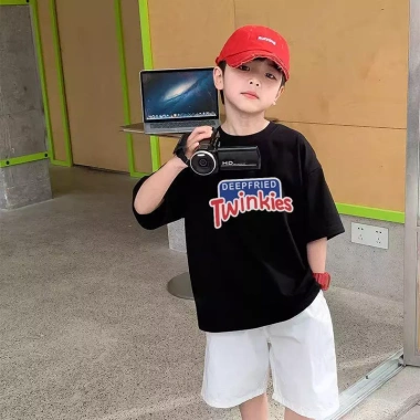 Áo trẻ em unisex 100% cotton, in hình cổ tròn, dáng rộng vừa vặn, ngắn tay cho bé 1-13 tuổi - Giá chỉ 143.332 VND