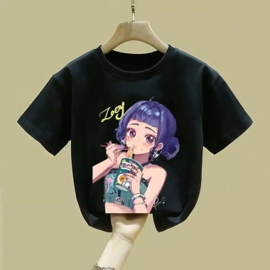 Áo trẻ em unisex K-Pop in họa tiết ngắn tay, phong cách cho bé gái - giá ưu đãi 143.332 VND