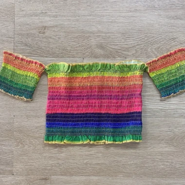 Áo trễ vai croptop 7 sắc cầu vồng hở eo sexy - Giá chỉ 71.710 VND, giảm tới 20%