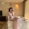 Áo trễ vai in hoa kiểu Pháp cổ điển cho nữ - Mùa hè không tay thời trang 8