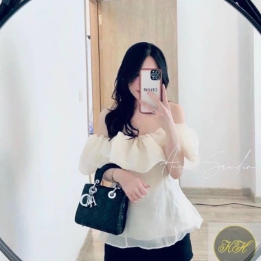 Áo trễ vai khoá dáng bo xoè xinh size 40-52kg, giảm giá tới 110.400₫, thời trang trẻ em