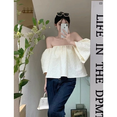 Áo trễ vai nữ form rộng hack dáng bồng xoè tiểu thư QCCC babydoll hottrend Hàn Quốc NGOMINH SP111 giá 149k
