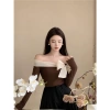 Áo trễ vai nữ ôm body hack dáng, phối nơ tiểu thư sang chảnh QCCC KHOSI SP195 139k 5