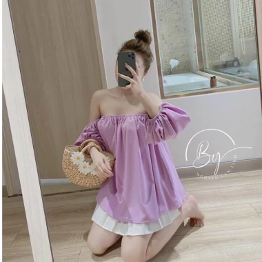 Áo trễ vai tay bồng mềm mại, giảm giá 20% chỉ 82.800đ - Loại Đẹp