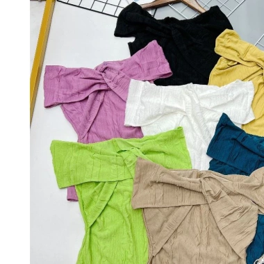 Áo trễ vai xốp xoắn chéo sexy, thiết kế quyến rũ, giảm giá, chỉ 103.500đ cho nữ thời trang