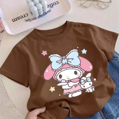 Áo tròn cổ cartoon in họa tiết mùa hè thoải mái - Giá ưu đãi 143.332 VND