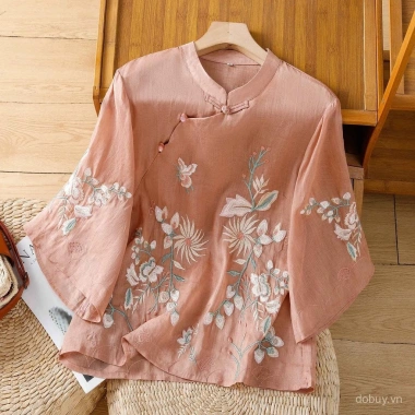 Áo Trung Hoa Vintage thêu tay thanh lịch - Giá 303.507₫, ưu đãi 2.025 2