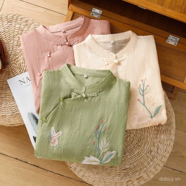 Áo Trung Hoa Vintage thêu tay thanh lịch - Giá 303.507₫, ưu đãi 2.025 9