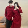 Áo váy đôi đỏ Tết Noel form dài nơ ngực tay dài lịch sự - FOREVER COUPLE - Tiệm Đồ Đôi 330k 6