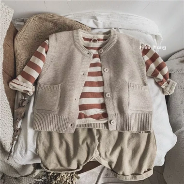 Áo vest bé đan mỏng không tay, acrylic thoáng khí, dễ thương, mềm mại, đa năng mọi mùa 3 Áo vest bé đan mỏng không tay, acrylic thoáng khí, dễ thương, mềm mại, đa năng mọi mùa 3