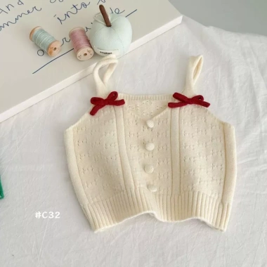 Áo Vest Bé Gái Dệt Kim Dày 2.025 Hàn Quốc Homewear Dễ Thương, Mềm Mại, Phù Hợp Mọi Mùa 2