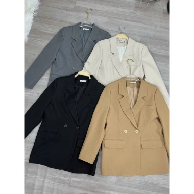 Áo vest blazer Bảo Khánh cổ dài tay dáng suông vạt bầu cong 2 cúc 2 lớp - Giá 310.000₫ 5