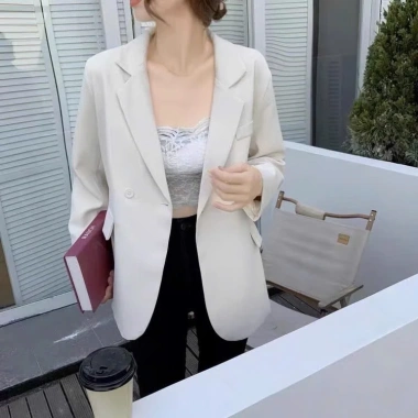 Áo vest blazer Bảo Khánh cổ dài tay dáng suông vạt bầu cong 2 cúc 2 lớp - Giá 310.000₫ 6