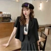 Áo vest blazer Bảo Khánh Shop dáng lửng suông vạt bầu cong 1 lớp không túi, đệm vai - 215, phong cách công sở, giá ưu đãi 195k