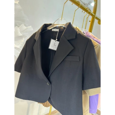 Áo vest blazer Bảo Khánh Shop dáng lửng suông vạt bầu cong 1 lớp không túi, đệm vai - 215, phong cách công sở, giá ưu đãi 195k