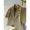 Áo vest blazer Bảo Khánh Shop dáng lửng suông vạt bầu cong 1 lớp không túi, đệm vai - 215, phong cách công sở, giá ưu đãi 195k 5