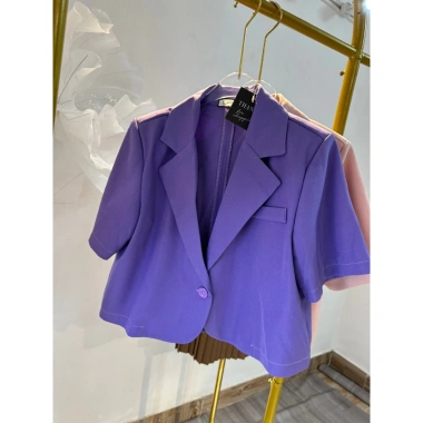 Áo vest blazer Bảo Khánh Shop dáng lửng suông vạt bầu cong 1 lớp không túi, đệm vai - 215, phong cách công sở, giá ưu đãi 195k