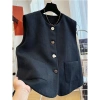 Áo Vest Blazer Cổ Tròn Màu Trơn Sang Trọng Kiểu Pháp Nút Độc Đáo - Giảm Giá 277k 4