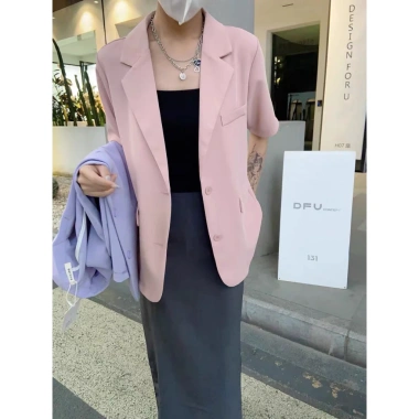 Áo vest blazer cộc tay Bảo Khánh dáng suông 2 cúc xẻ lưng, hàng 1 lớp - Giá 225.000₫