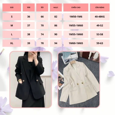 Áo vest blazer dài tay Oxatyl A61 2 lớp vải chéo dày dặn - Thời trang công sở trẻ trung, chỉ 599.000₫