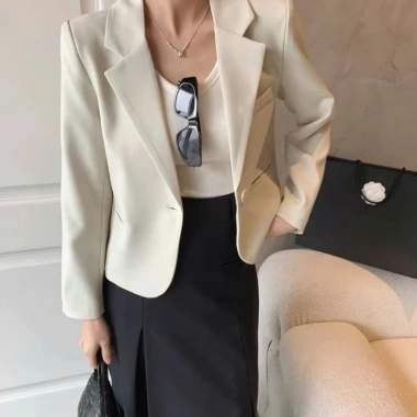 Áo vest blazer dáng lửng Bảo Khánh Shop 1 cúc, 2 lớp, dài tay, thanh lịch – 285k