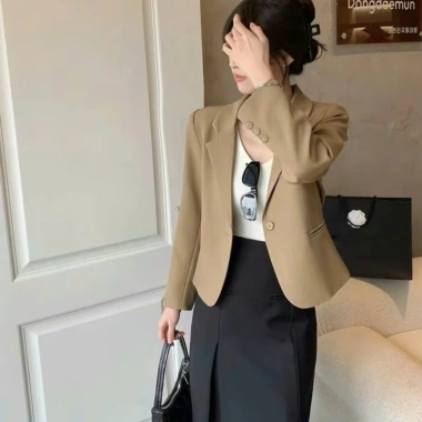 Áo vest blazer dáng lửng Bảo Khánh Shop 1 cúc, 2 lớp, dài tay, thanh lịch – 285k