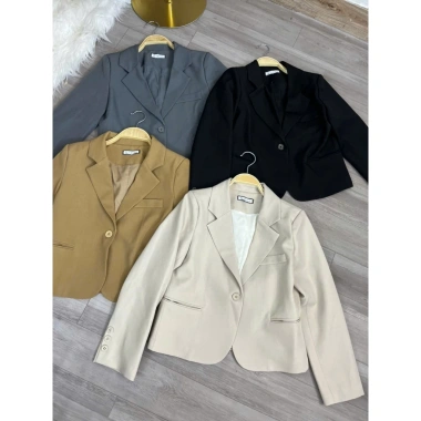 Áo vest blazer dáng lửng HINSTORE 2 lớp, tay dài 1 cúc, phong cách thanh lịch, giá 285.000₫