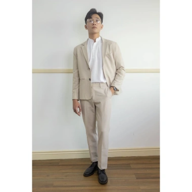 Áo vest blazer nam vâu kem basic - áo khoác công sở trẻ trung 1/2 lớp phong cách Hàn Quốc, dài tay, giảm giá 22%