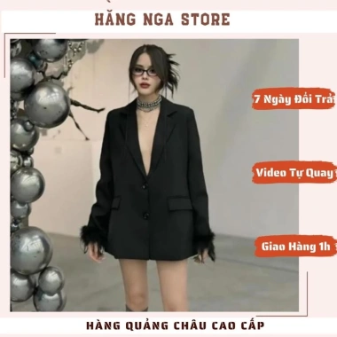 Áo Vest Blazer Nữ Dài Tay Lông Cá Sang Chảnh 2 Màu Đen Trắng - Giá 326k