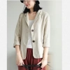 Áo vest blazer nữ dáng lửng 2 ve ngóc SLINEN Linen bột Premium, form suông trẻ trung, 359k 10