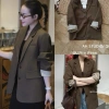 Áo vest blazer nữ Hàn Quốc, túi nắp 2 lớp, tay gập, phối màu 3 khuy, giá 279.000 VND