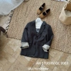 Áo vest blazer nữ Hàn Quốc, túi nắp 2 lớp, tay gập, phối màu 3 khuy, giá 279.000 VND 8