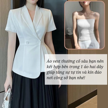 Áo vest blazer tay cộc fom dấu bụng oxatyl M38 Peplum công sở 389.000 VND 2
