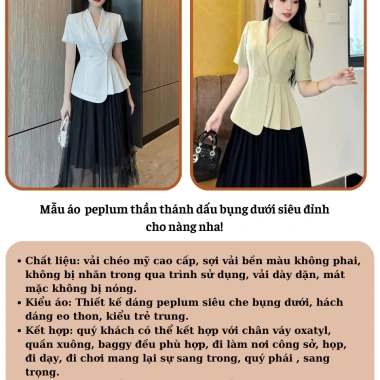 Áo vest blazer tay cộc fom dấu bụng oxatyl M38 Peplum công sở 389.000 VND 3