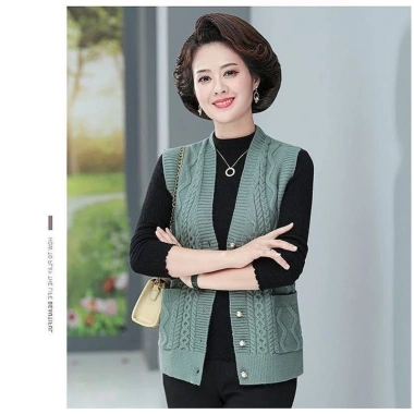 Áo Vest Cardigan V-Neck Đan Xuân Thu Cho Người Trung Niên và Người Già - Màu Đơn, Giá 268.164₫ 6