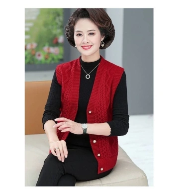 Áo Vest Cardigan V-Neck Đan Xuân Thu Cho Người Trung Niên và Người Già - Màu Đơn, Giá 268.164₫ 7