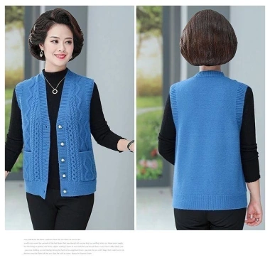 Áo Vest Cardigan V-Neck Đan Xuân Thu Cho Người Trung Niên và Người Già - Màu Đơn, Giá 268.164₫ 9