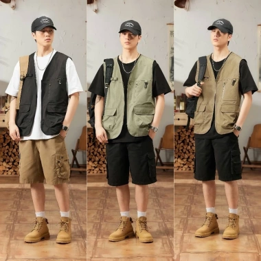 Áo Vest chở hàng nam cỡ lớn Bootrendy – Không tay, nhiều túi, dây kéo, dáng rộng cho safari 3