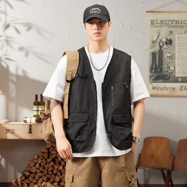 Áo Vest chở hàng nam cỡ lớn Bootrendy – Không tay, nhiều túi, dây kéo, dáng rộng cho safari 10