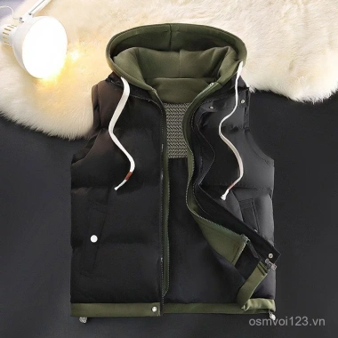 Áo vest cotton ấm áp mũ trùm đầu, thích hợp thể thao ngoài trời, đồng hành cặp đôi - giảm giá 696k 5