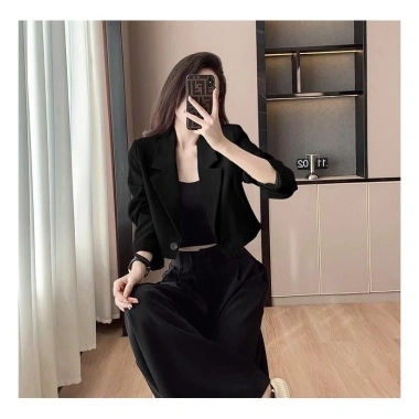 Áo vest croptop đệm vai dáng ngắn, blazer form lửng cho nữ công sở cá tính 3