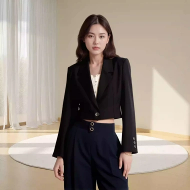 Áo vest croptop đệm vai dáng ngắn, blazer form lửng cho nữ công sở cá tính 5